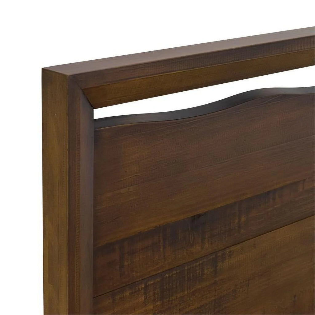 Queen Mocha Brown Wood Platform Bed D1049