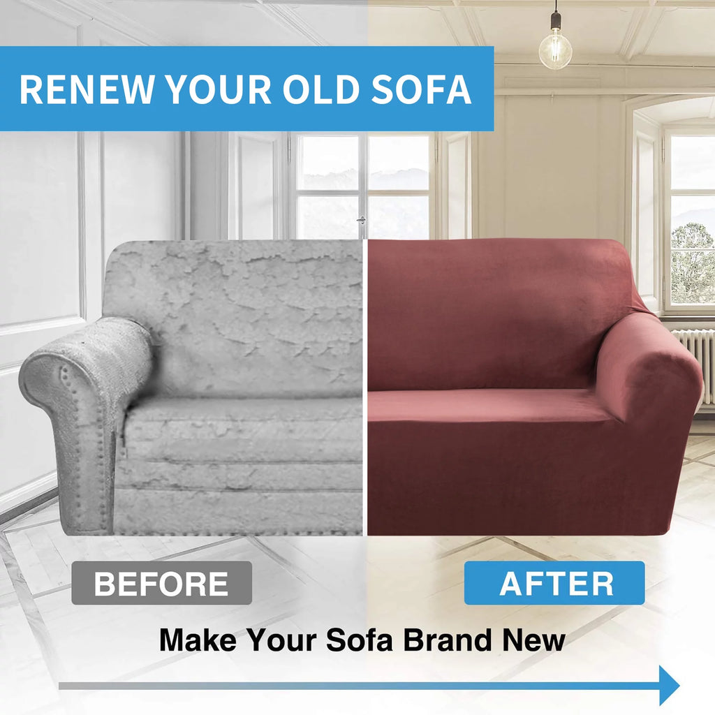 Velvet Stretch Sofa Slipcovers Couch Cover C305569