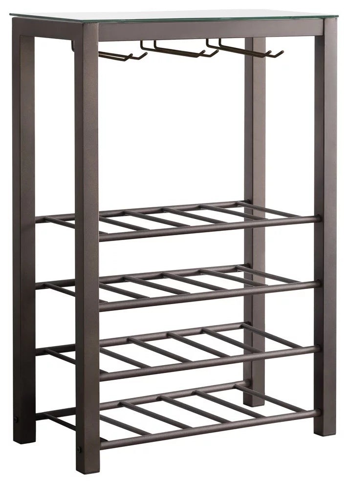 4 Tier Wine Rack with Storage Shelves and Glass Holders N67517
