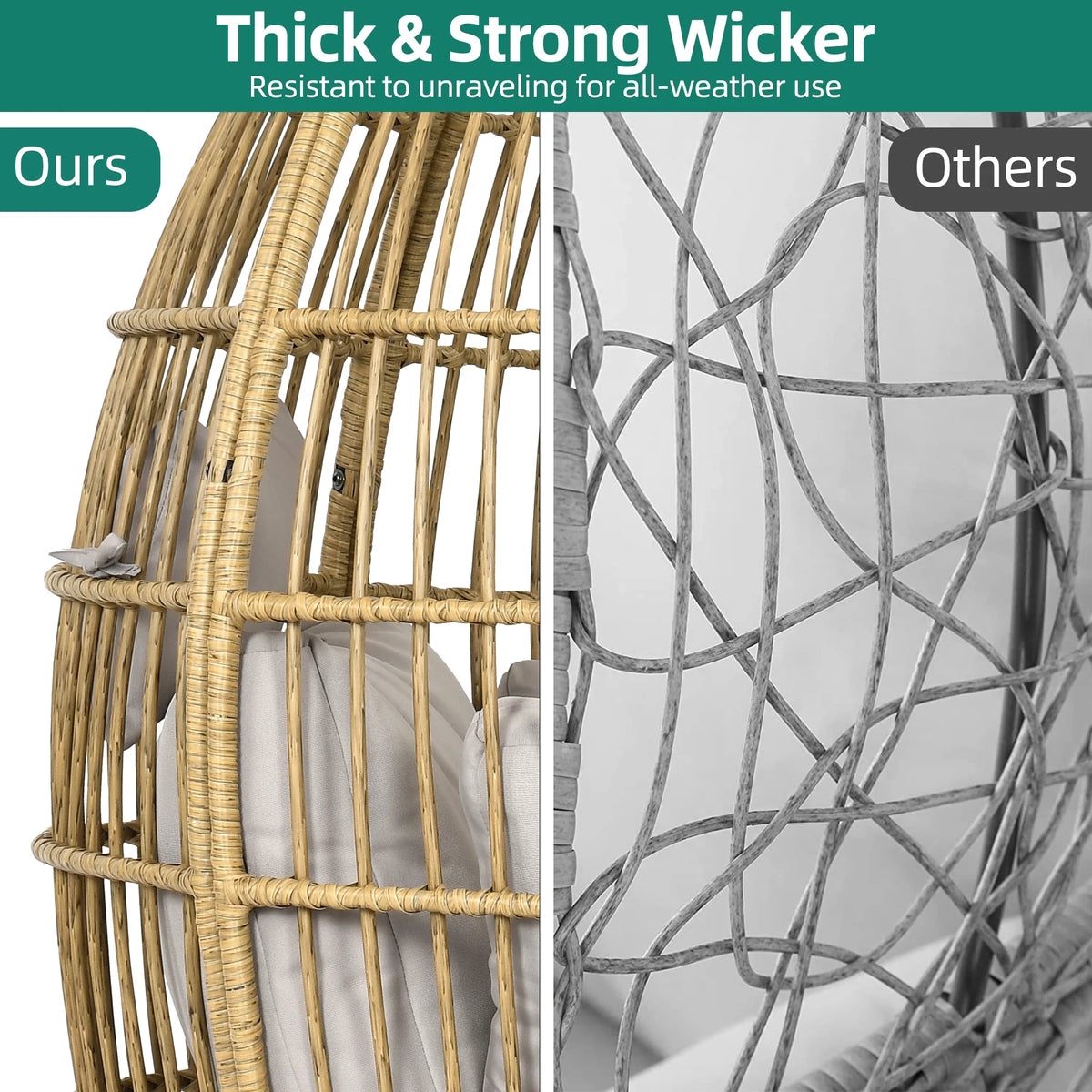 Grey Oversized Wicker Egg Rocking Chair T817