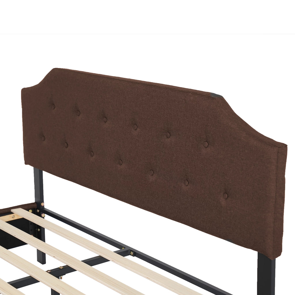 Upholstered Tufted Platform Bed Frame Queen Brown O233688