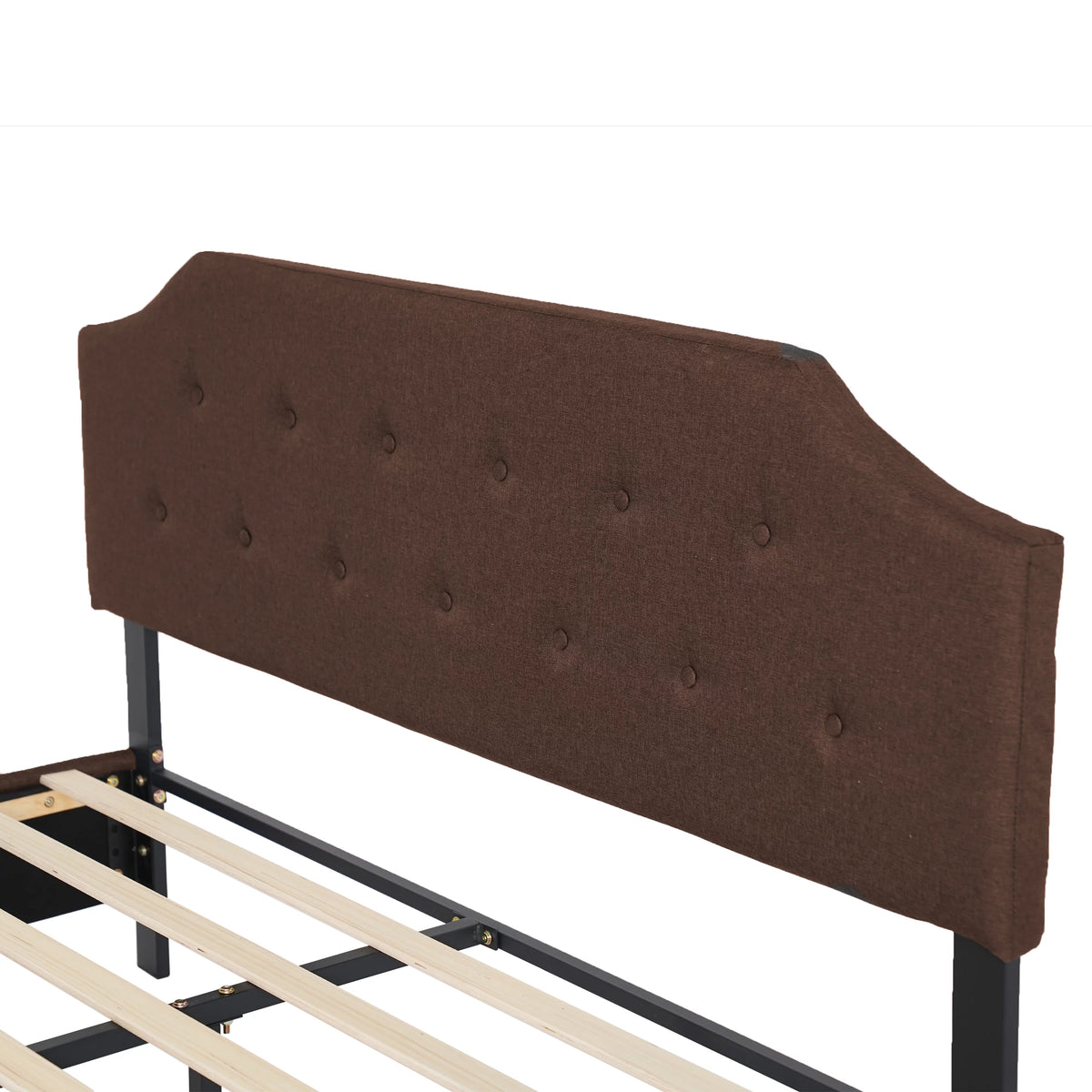 Upholstered Tufted Platform Bed Frame Queen Brown O233688