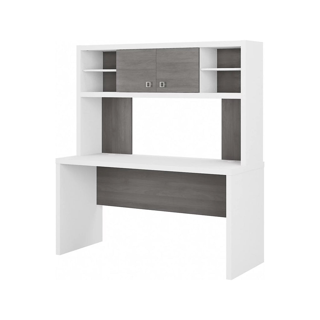 White Credenza Desk with Hutch P618