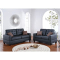 2 Piece Faux Leather Sofa and Loveseat Set Black V776