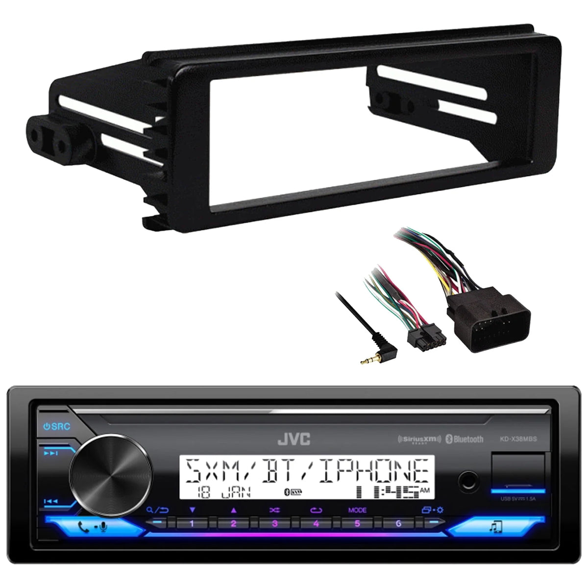 Single DIN Marine Bluetooth USB AUX AM/FM Radio Stereo Receiver B299
