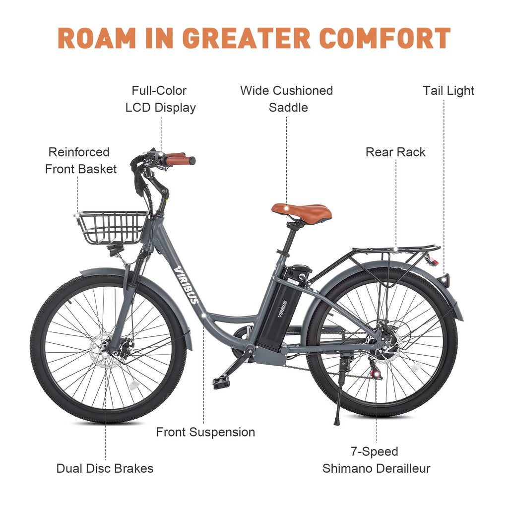 Electric Bike 7 Speed 20mph Black X744