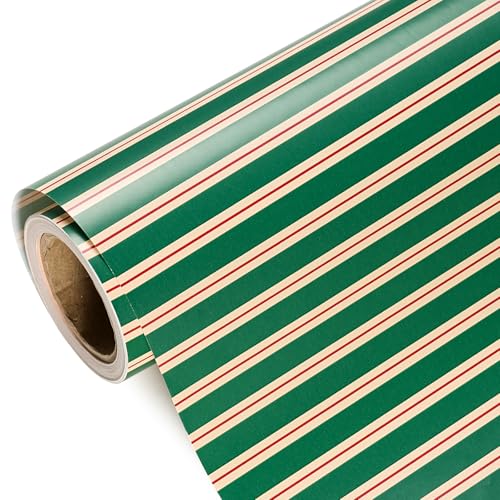 Kraft Green and Pink Stripe Wrapping Paper Mini Roll L3129