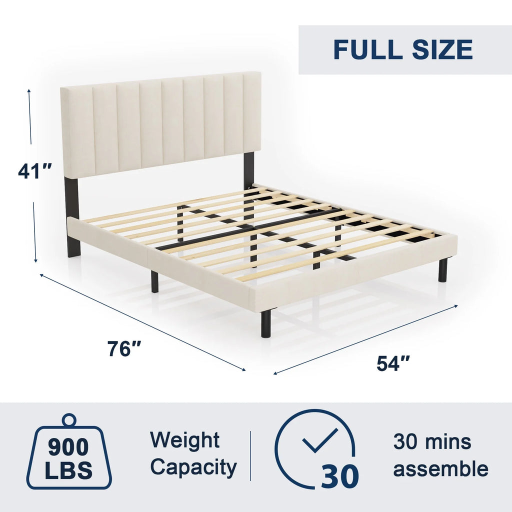 Full Platform Bed Frame with Upholstered Headboard K16836