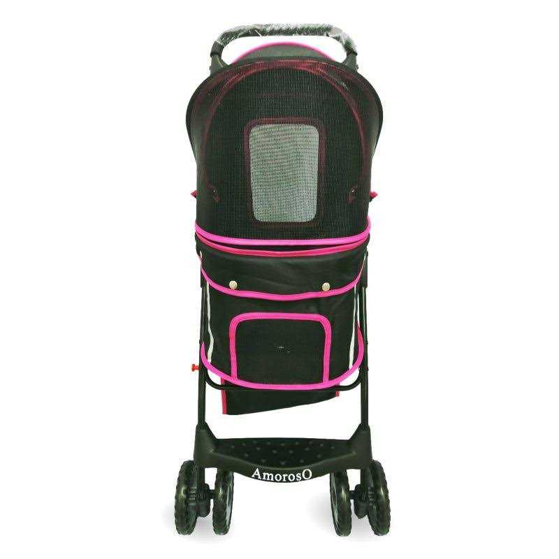 Black Pink Pet Stroller Carrier T12977