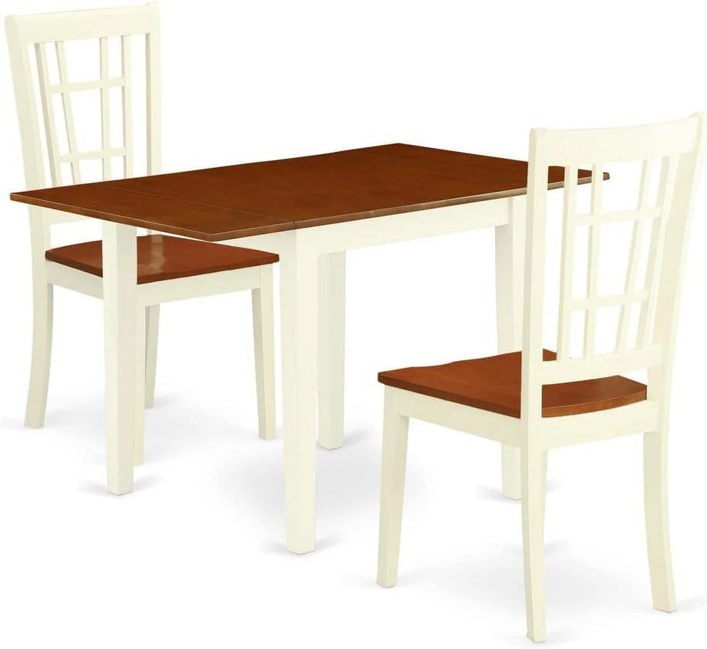 3 Piece Dinette Set with Rectangle Dropleaf Table and 2 Chairs I775
