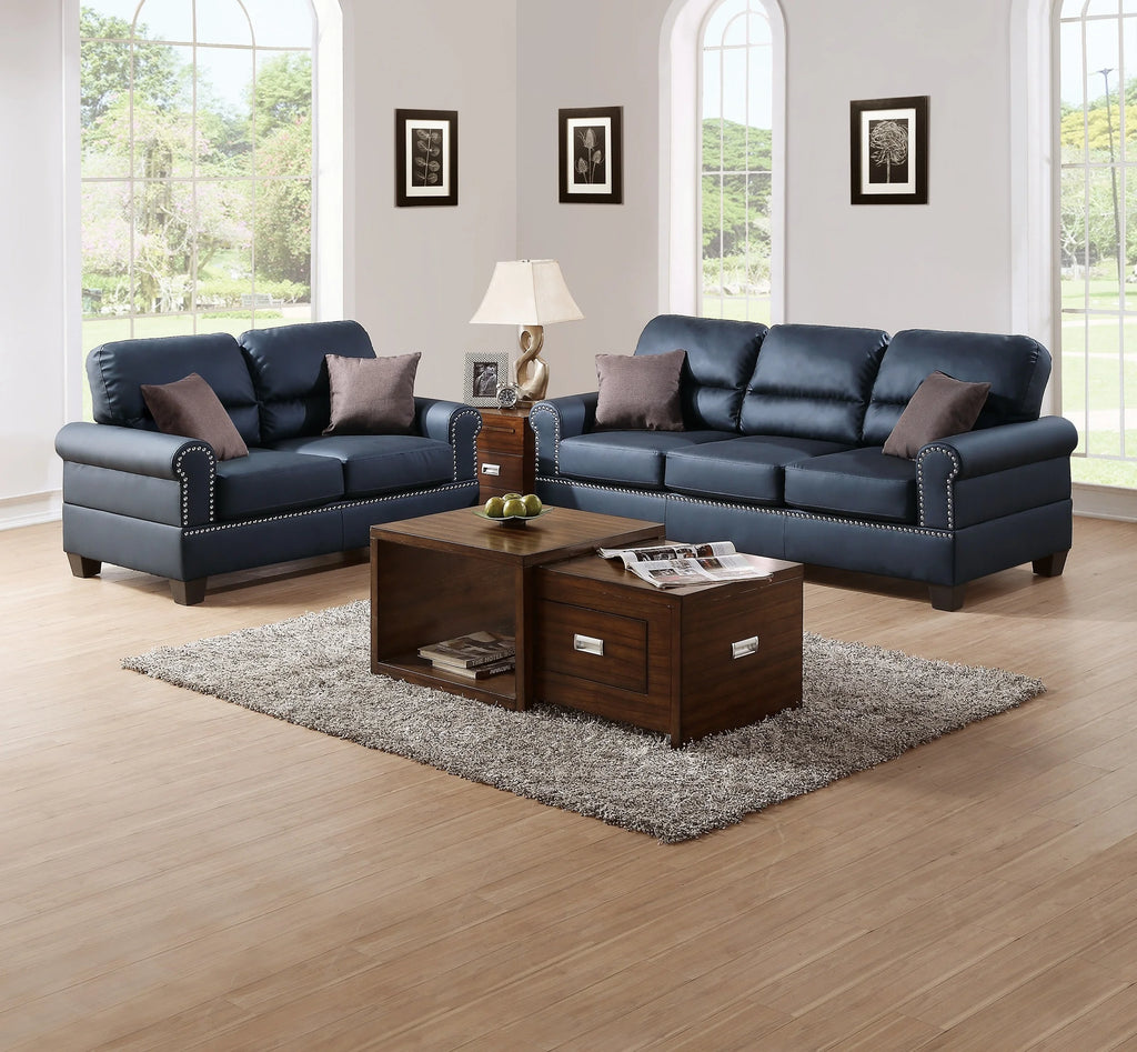 Black 2pc Bonded Leather Sofa Set C365486