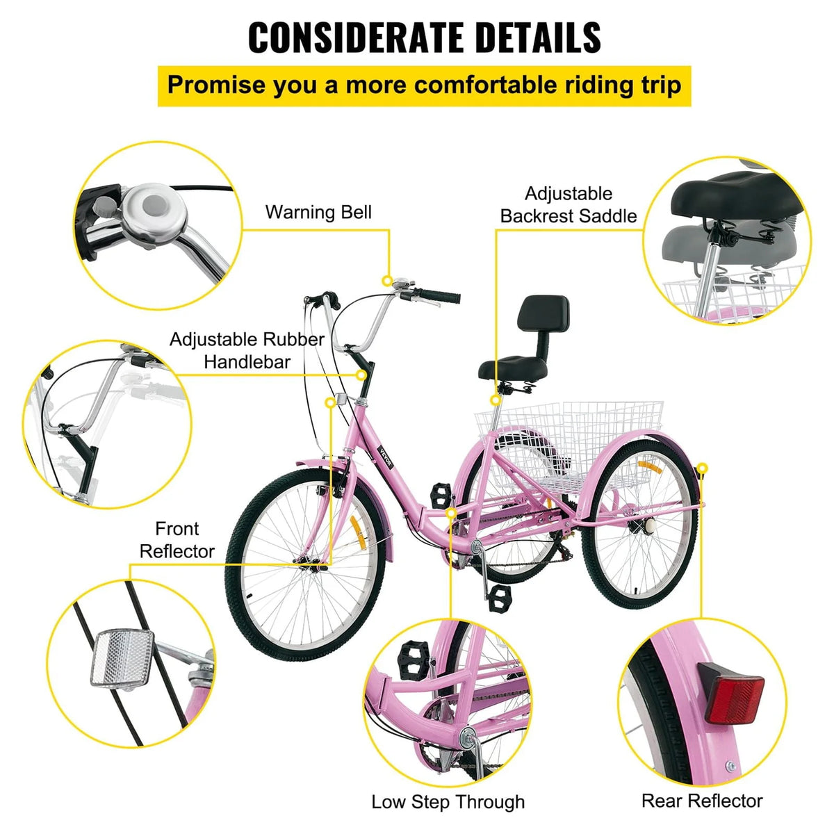 Foldable 7-Speed Adult Tricycle with Basket K4772