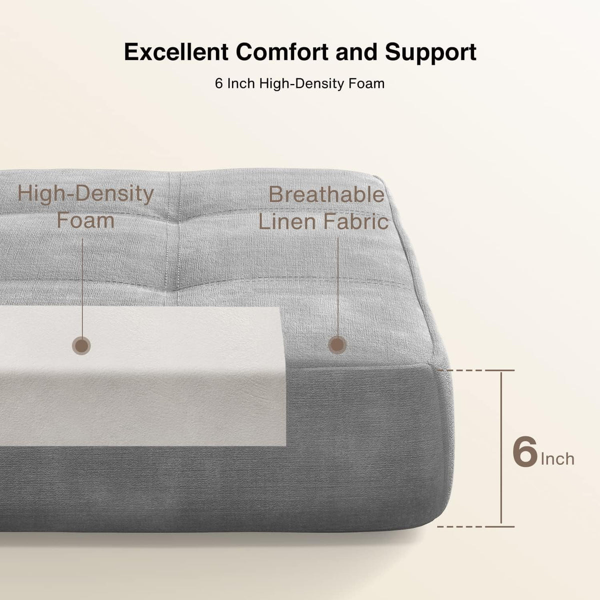 Dark Gray Convertible Sleeper Sofa Bed H7982