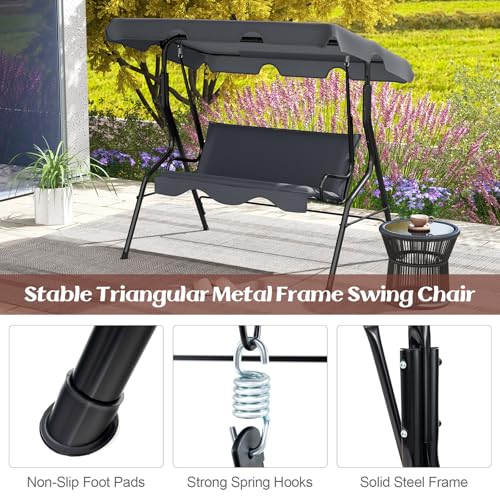 3 Person Porch Swing with Removable Cushion and Canopy G38663