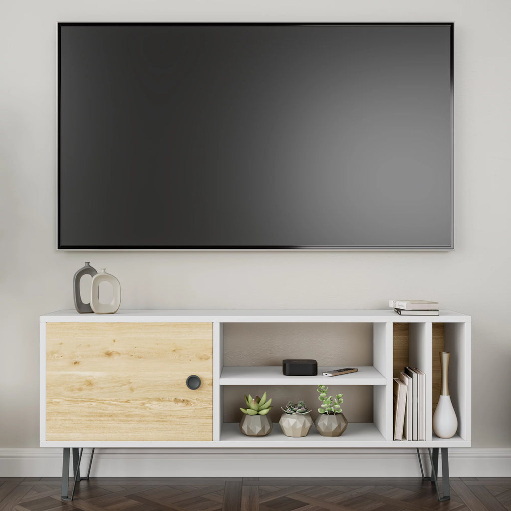 White Oak 2 Tier TV Stand with Doors C26760