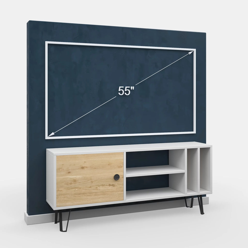 White Oak 2 Tier TV Stand with Doors C26760