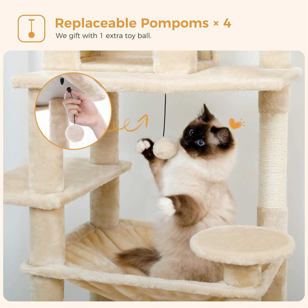 73 inch Multi Level Cat Tree with 7 Scratching Posts P952343