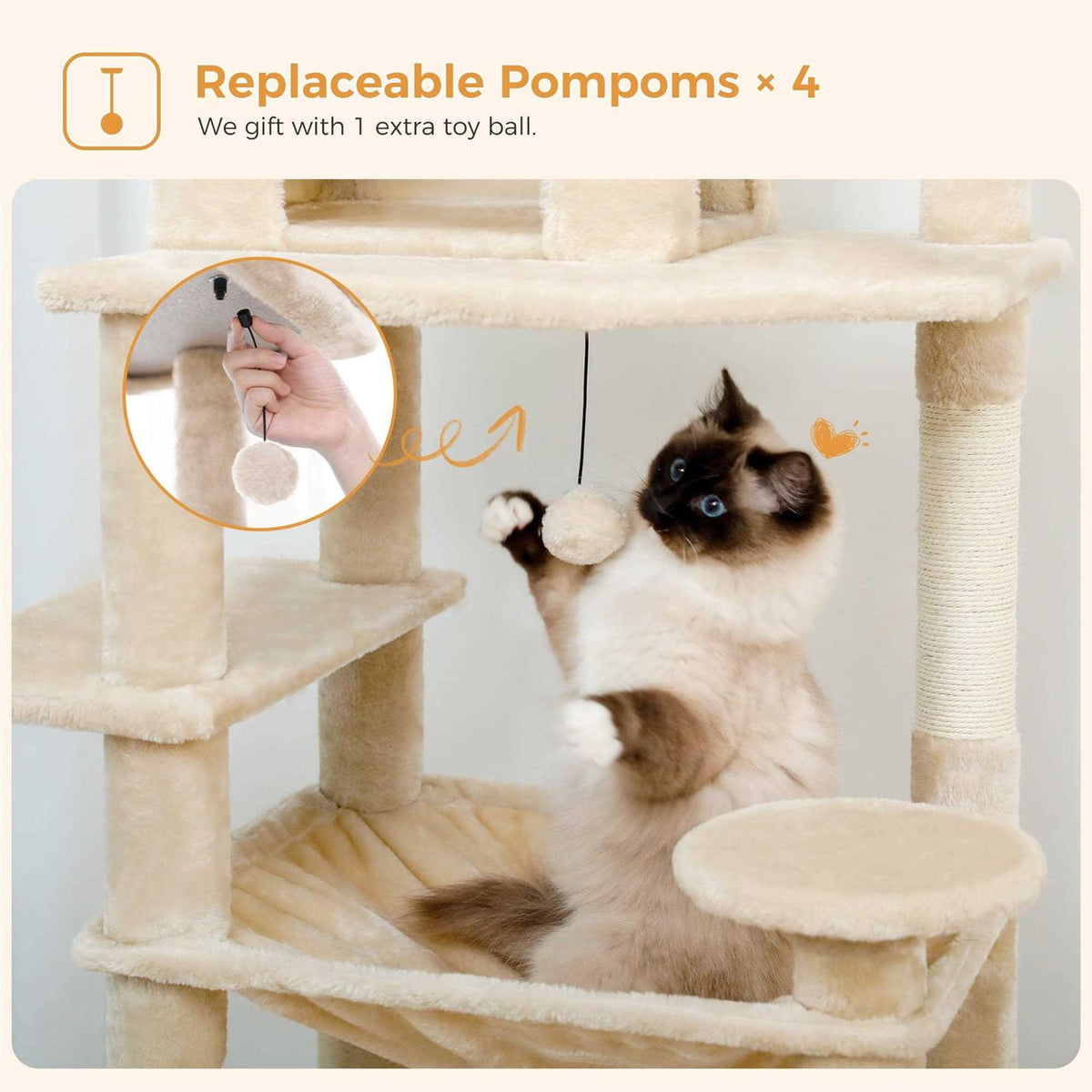73 inch Multi Level Cat Tree with 7 Scratching Posts P952343