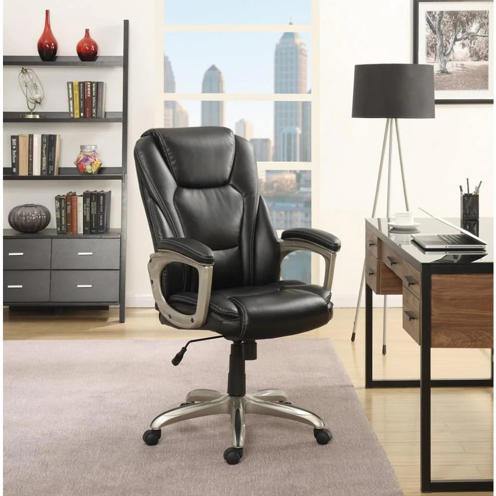 Black Bonded Leather Office Chair with Memory Foam D7889