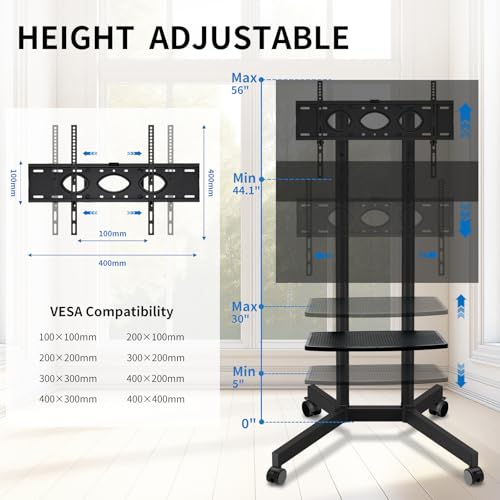 Rolling TV Stand with Wheels for 32-75 Inch TVs Y166