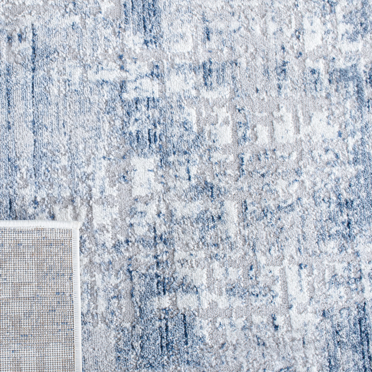Navy Light Grey Abstract Area Rug 8' x 10' R9458