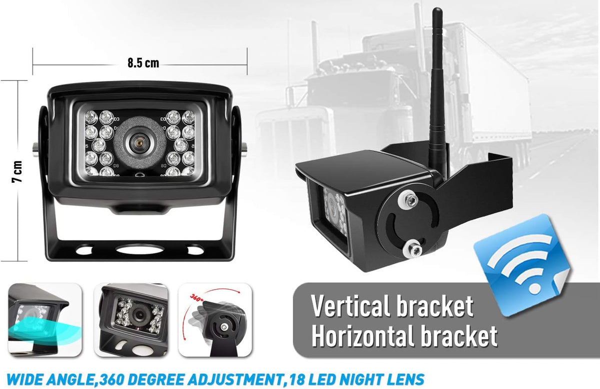 Digital Wireless Backup Camera System Kit IP69 Waterproof 2 Rear View Camera 7'' LCD Dual Split Monitor G5838