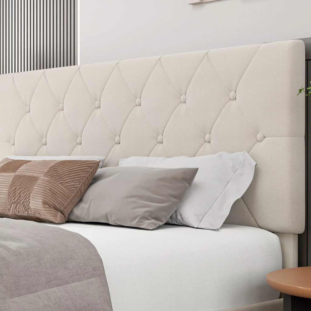 Queen Size 4 Drawer Upholstered Platform Bed with Adjustable Headboard G43720