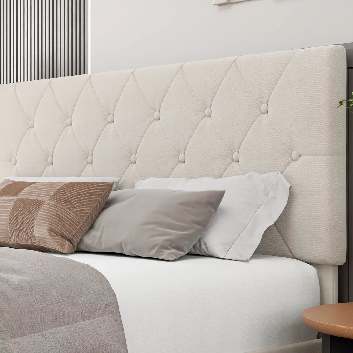 Queen Size 4 Drawer Upholstered Platform Bed with Adjustable Headboard G43720