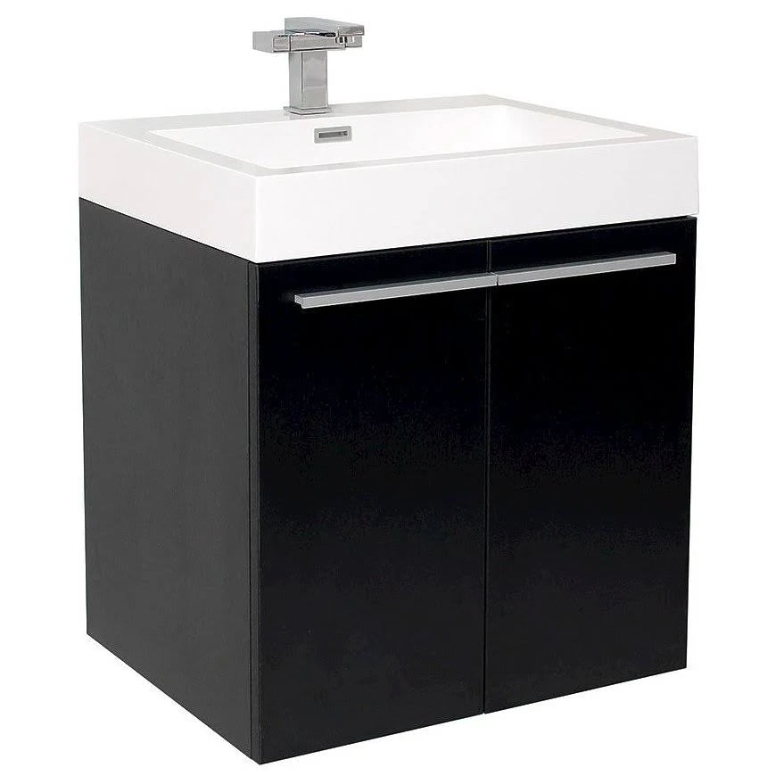 Black Modern Bathroom Cabinet with Integrated Sink O61458