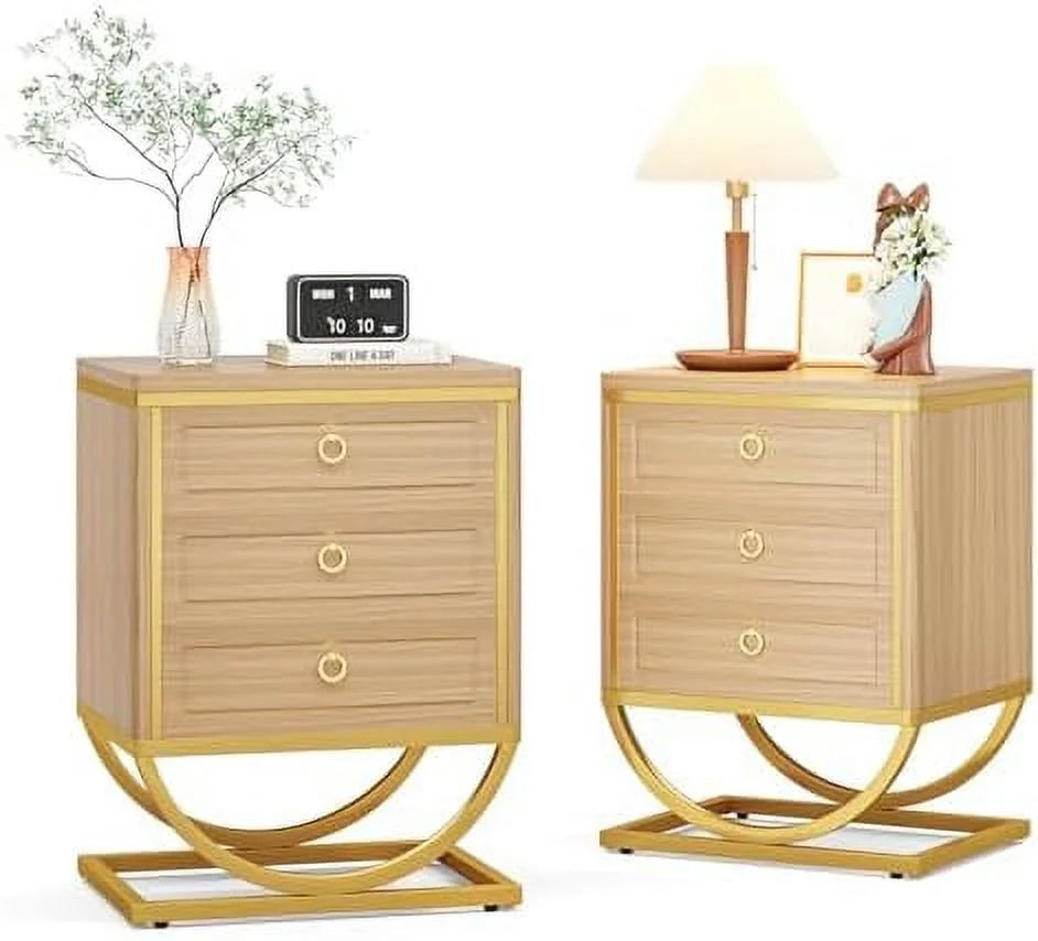 3 Drawer Walnut Wood Nightstand F678