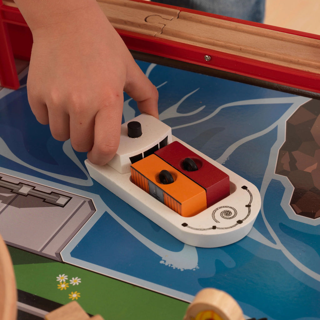 Wooden Train Set and Train Table with 100 Accessories Z951293
