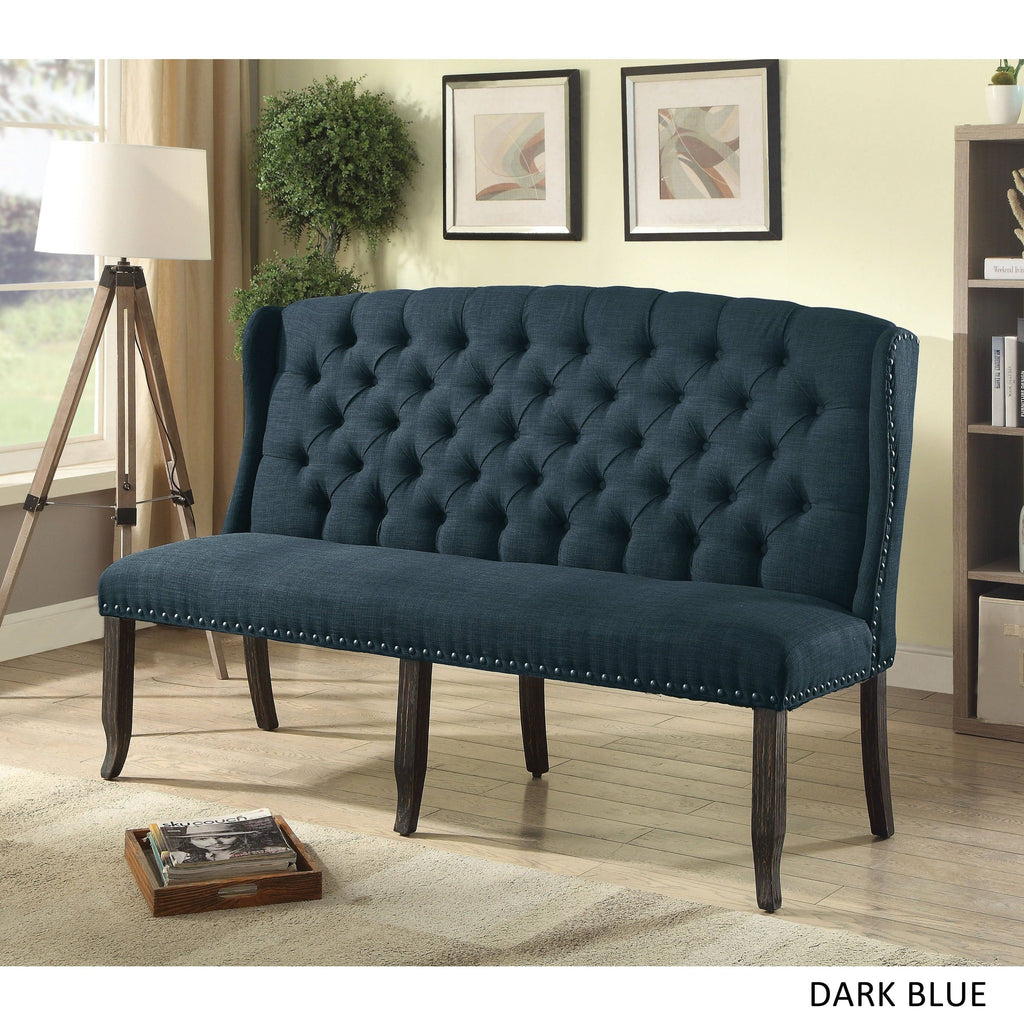 Dark Blue Linen Upholstered Loveseat D1401