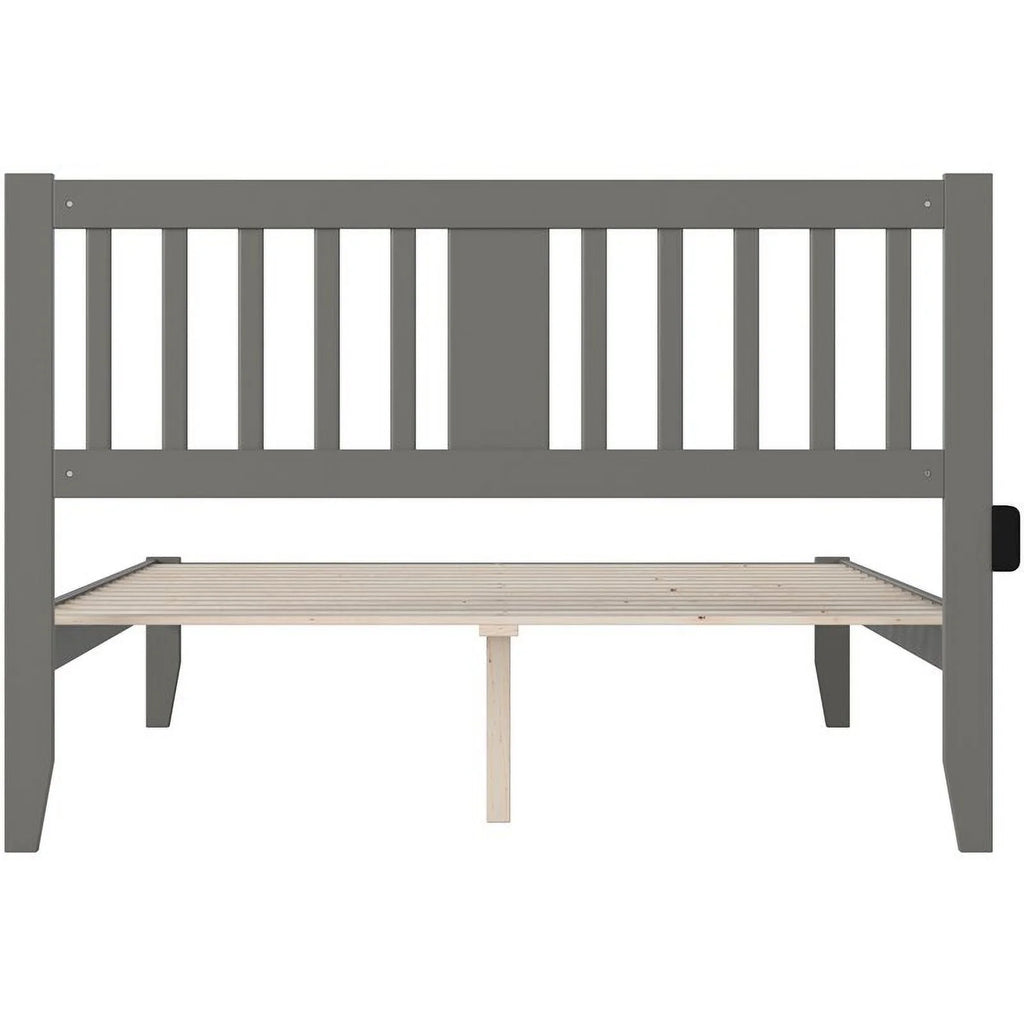 Gray Wood Queen Spindle Bed with USB Charger A345