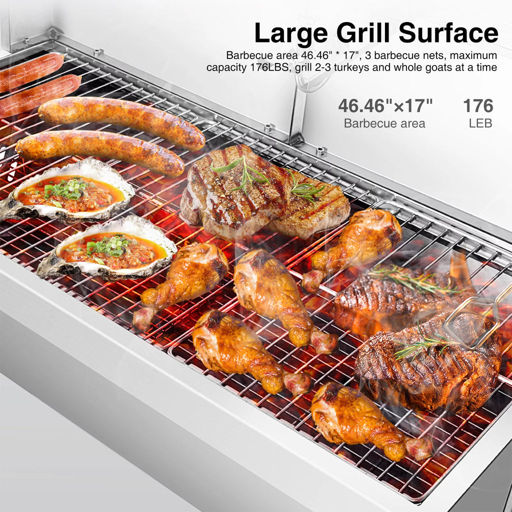 46'' Stainless Steel Charcoal Rotisserie Grill D720