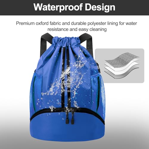 Drawstring Backpack with Shoes Compartment and Wet Proof Pocket U9825