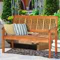 50'' Two Person Outdoor Bench Loveseat Solid Wood N59029