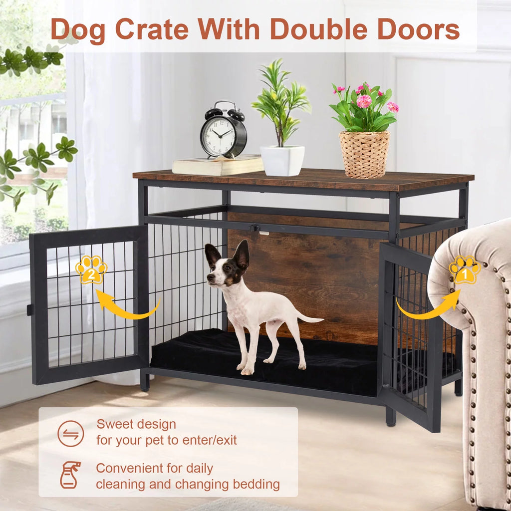 Dog Crate Furniture with Double Doors L16189