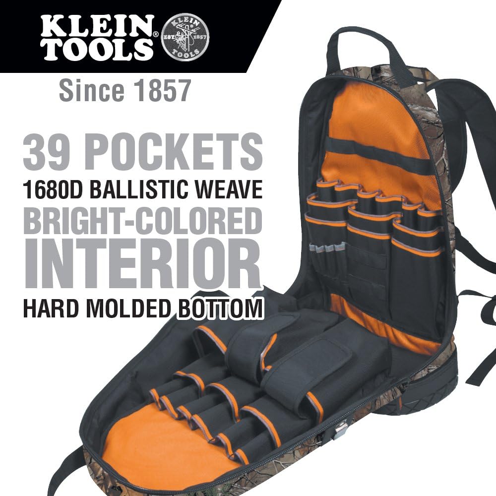 Heavy Duty Tool Bag Backpack with 39 Pockets W232161