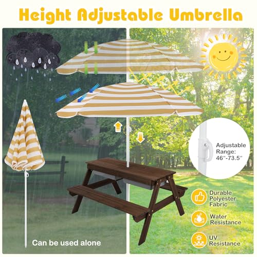 Kids 4 in 1 Sand and Water Table with Umbrella I2727