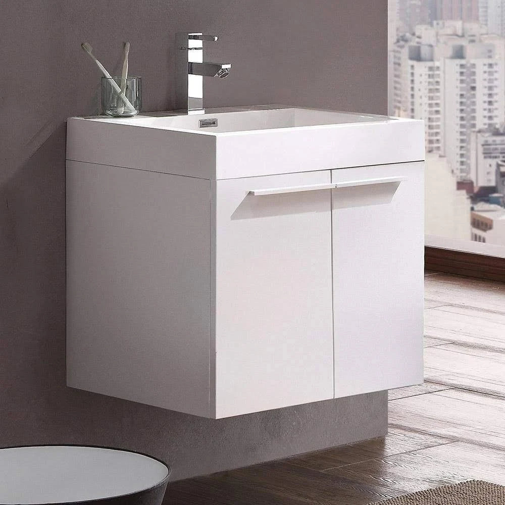 Black Modern Bathroom Cabinet with Integrated Sink O61458