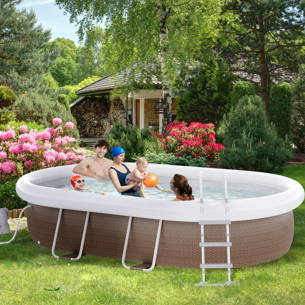 Brown Semi-Inflatable Frame Swimming Pool H8243