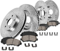 Front and Rear Brake Rotors + Ceramic Brake Pads + Clips Q5546