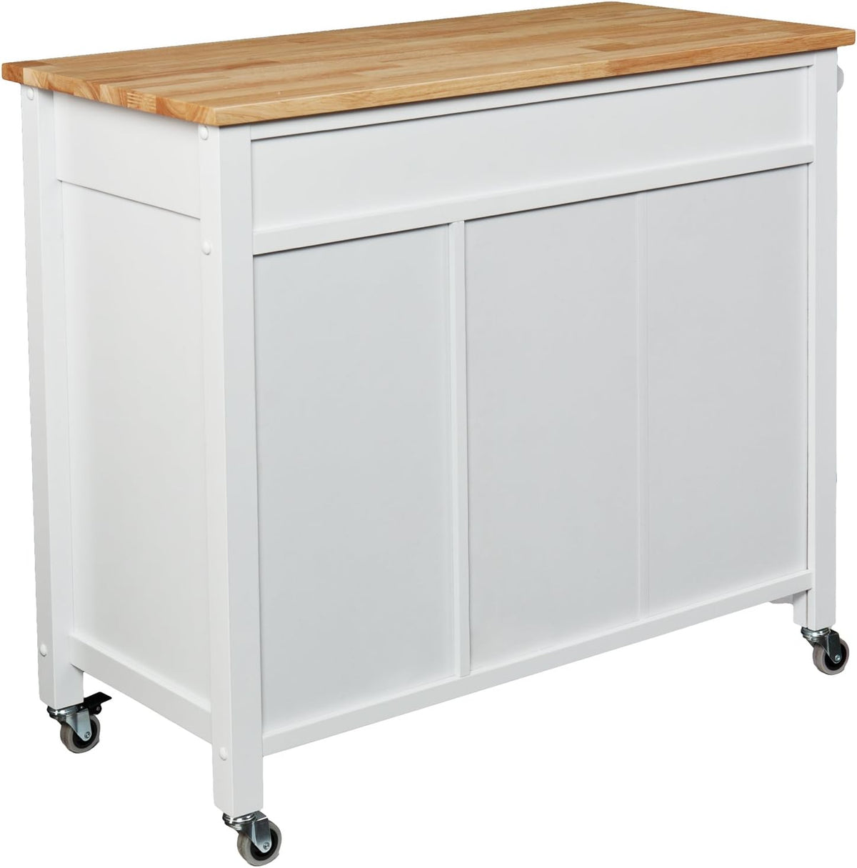 White Rolling Kitchen Cart Island with Cabinet S7712