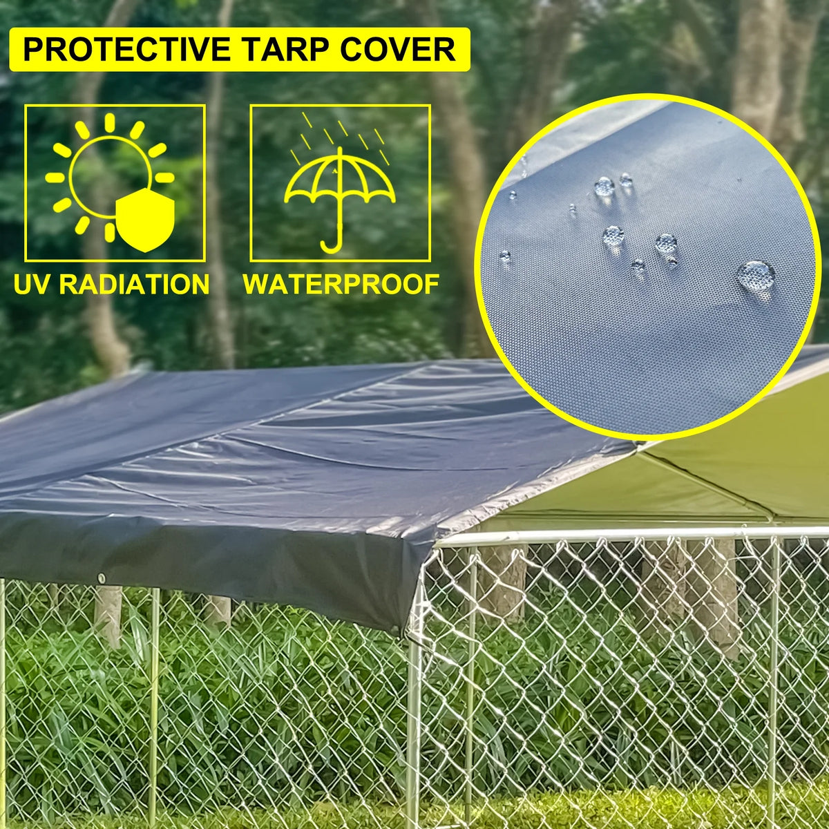 10ft x 10ft Metal Dog Kennel with Roof N98051