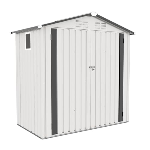 5'x3' Gray Metal Outdoor Storage Shed with Windows and Lockable Door F751608