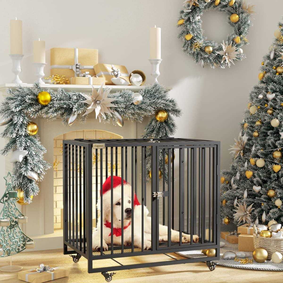 Heavy Duty Steel Dog Crate with 4 Wheels I294466