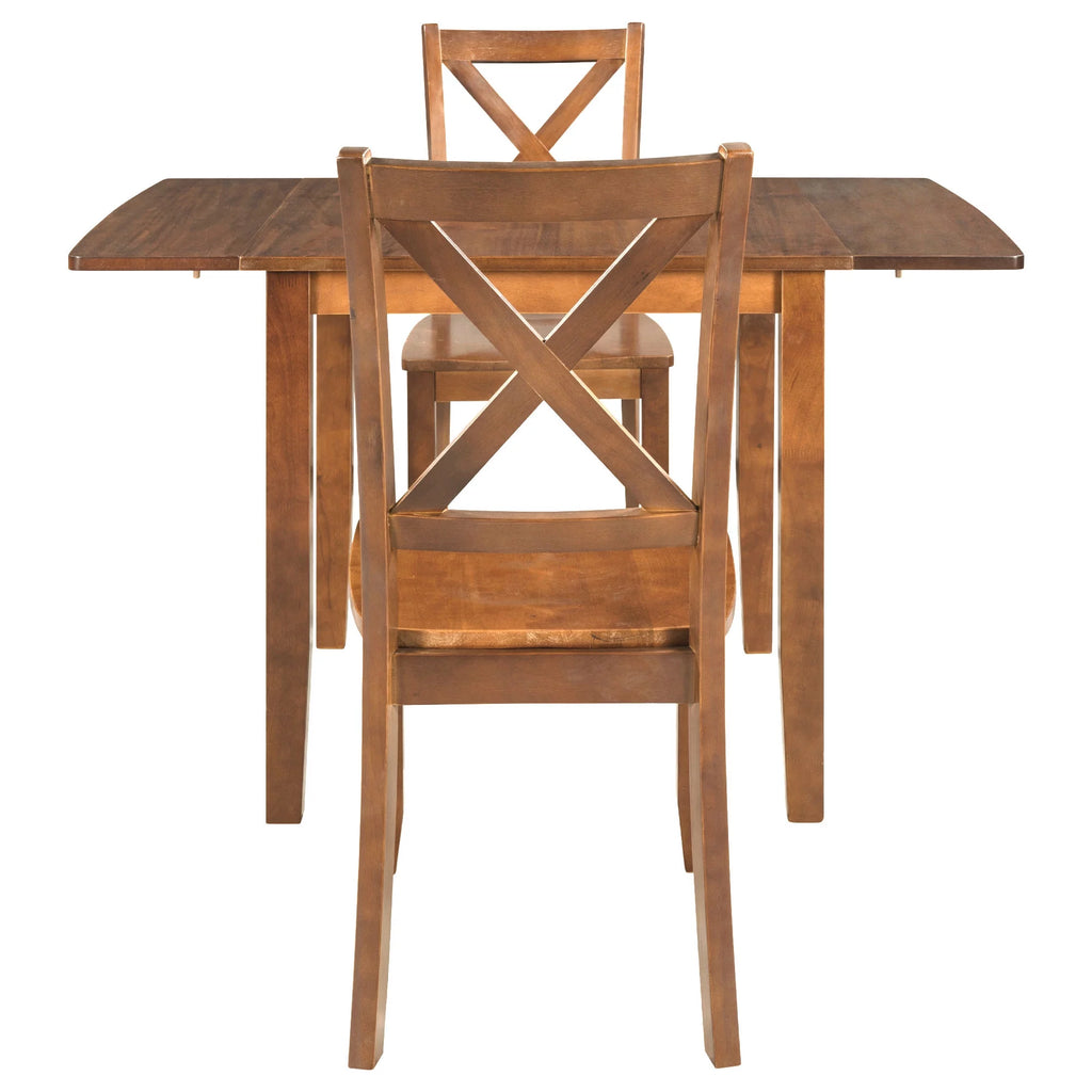 3-Piece Wood Drop Leaf Dining Table Set with 2 Chairs J680216
