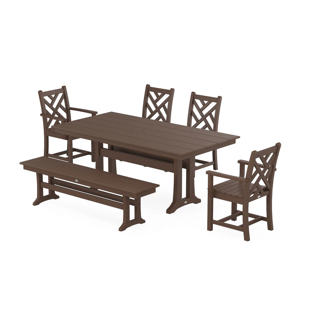 6-Piece Mahogany Dining Set with Trestle Legs Q509