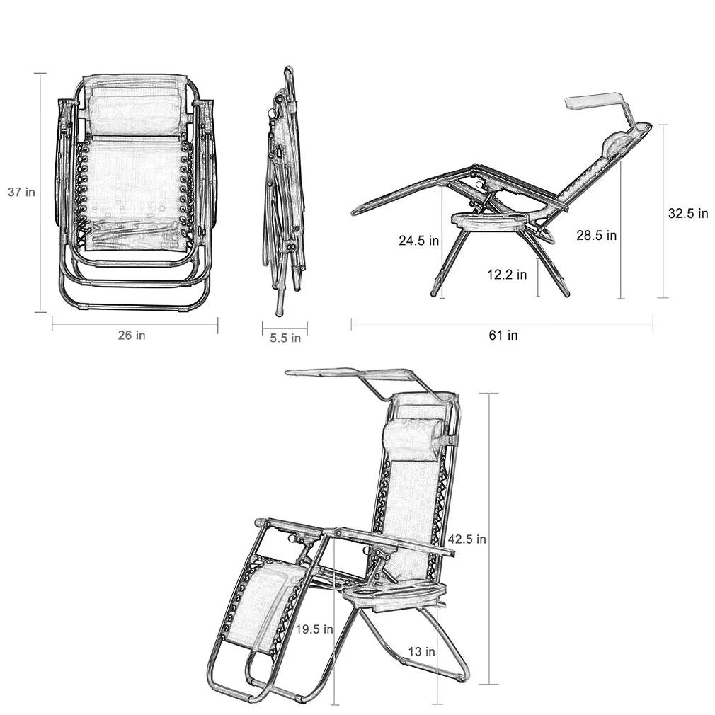 Zero Gravity Chair with Canopy Cup Holder Z4916