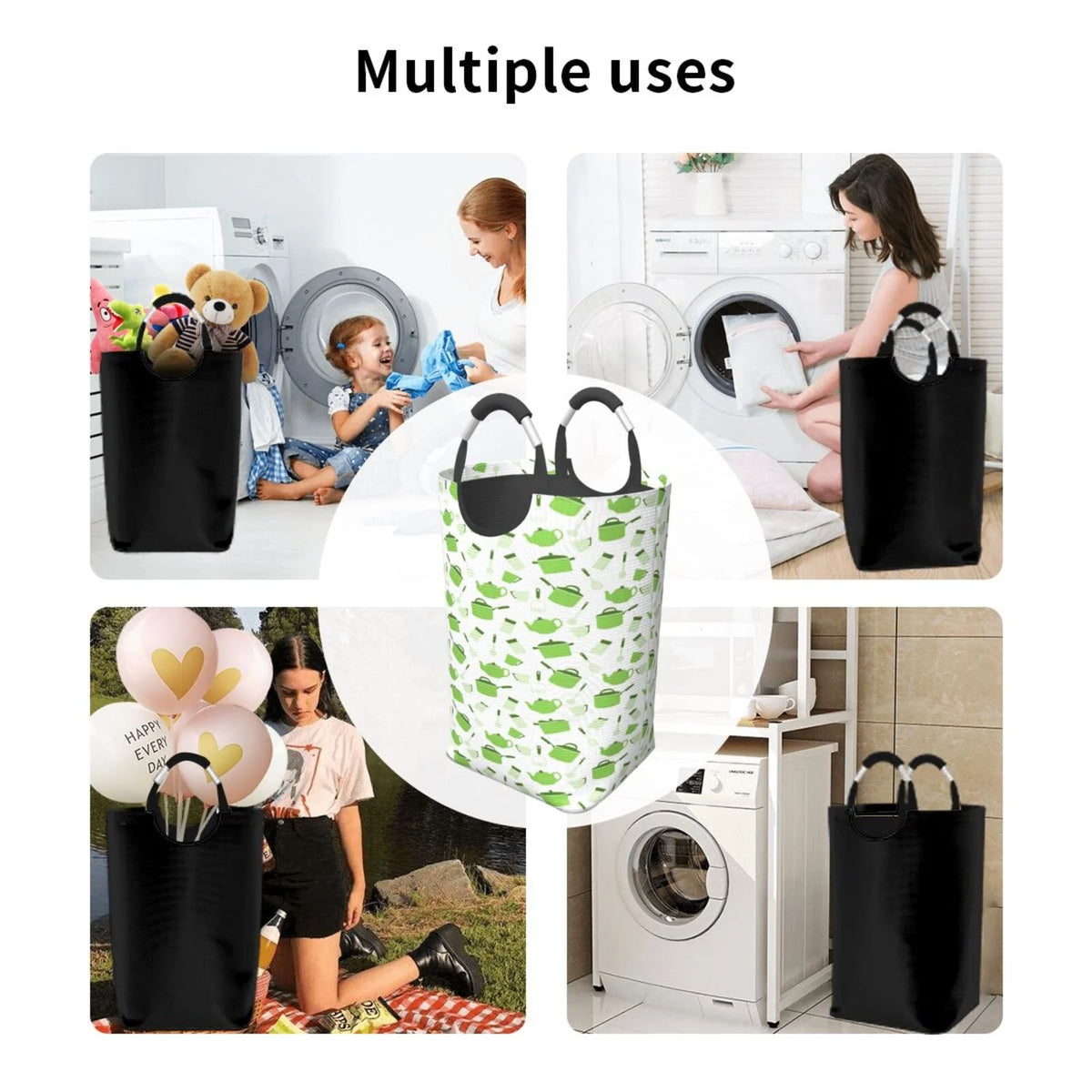 Large Canvas Fabric Collapsible Laundry Hamper Q88466